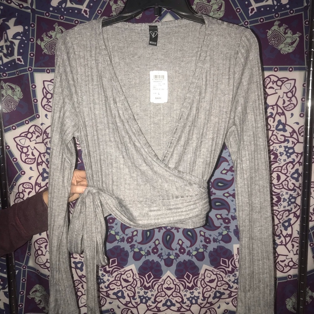 Grey wrap around crop top